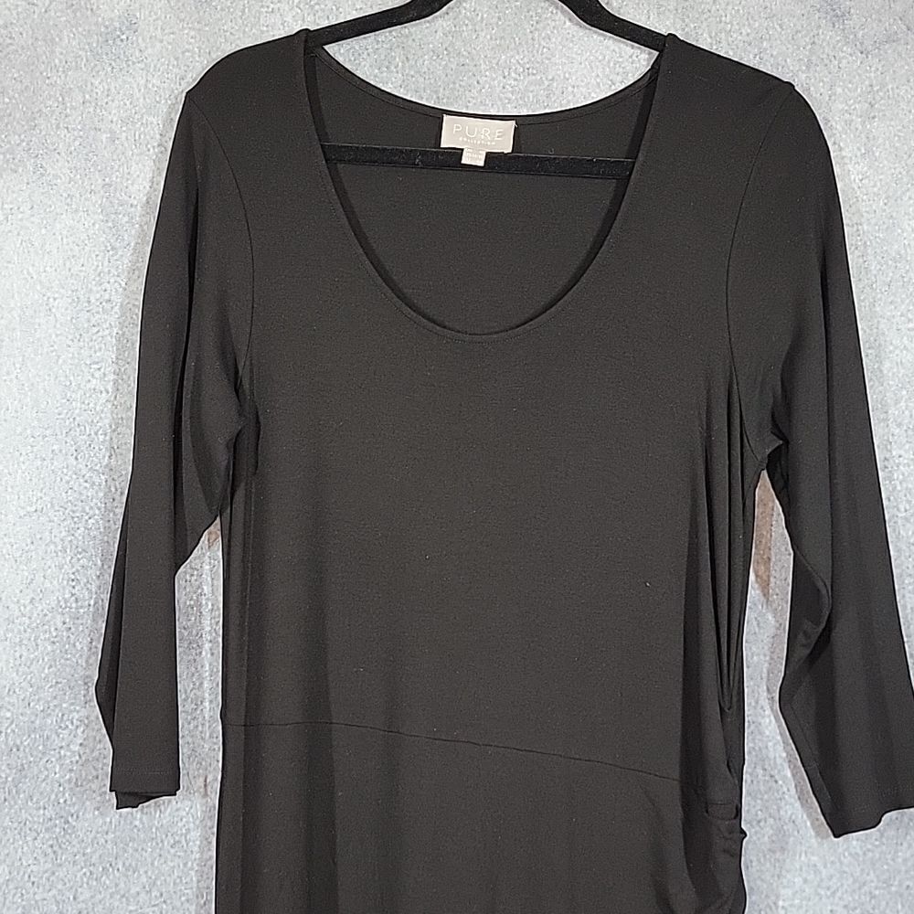 Pure Collection Black Ruched Jersey Knit Dress - Picture 12 of 16